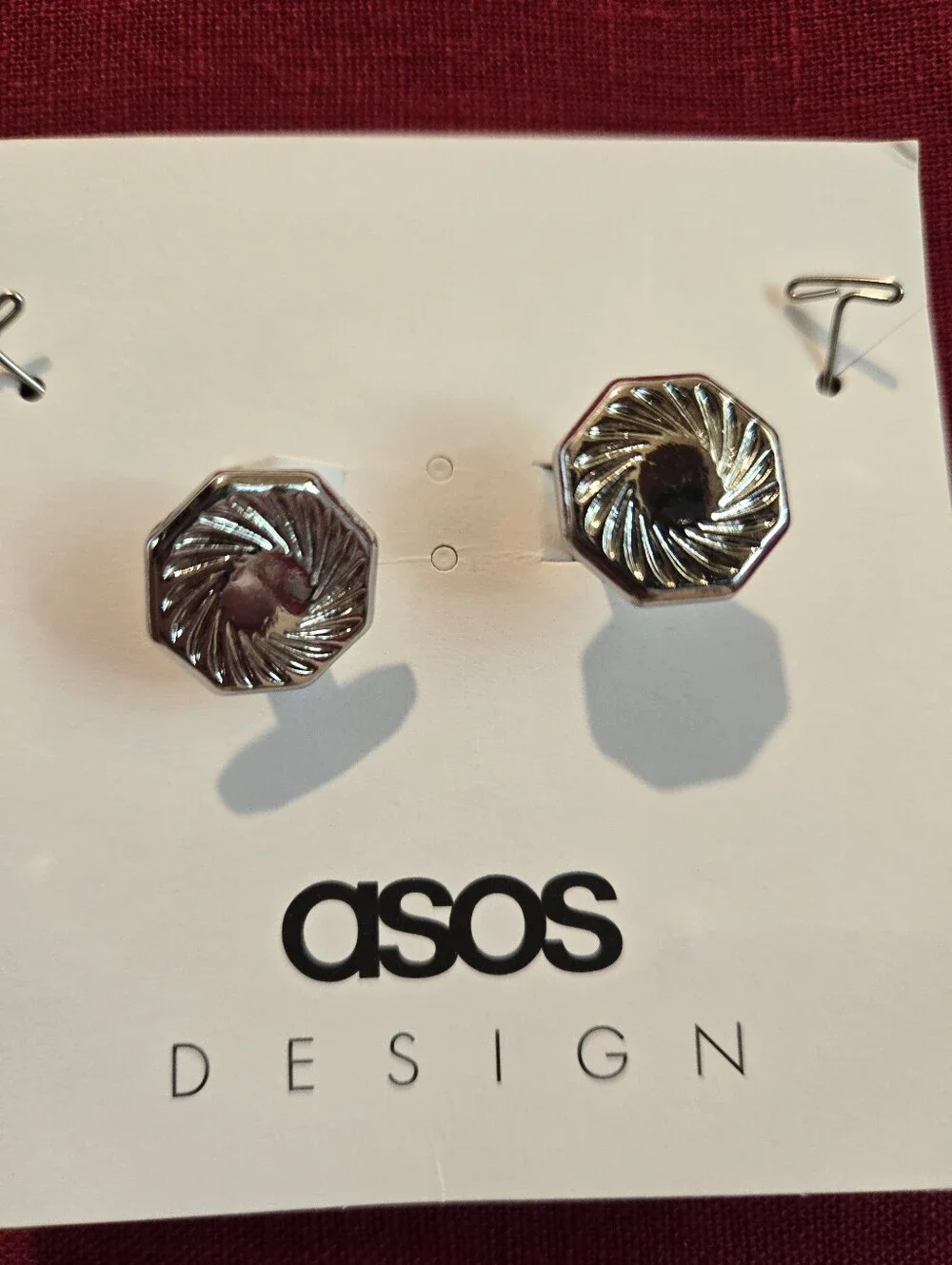 ASOS Design Silver Octagon Textured Cuff Links
